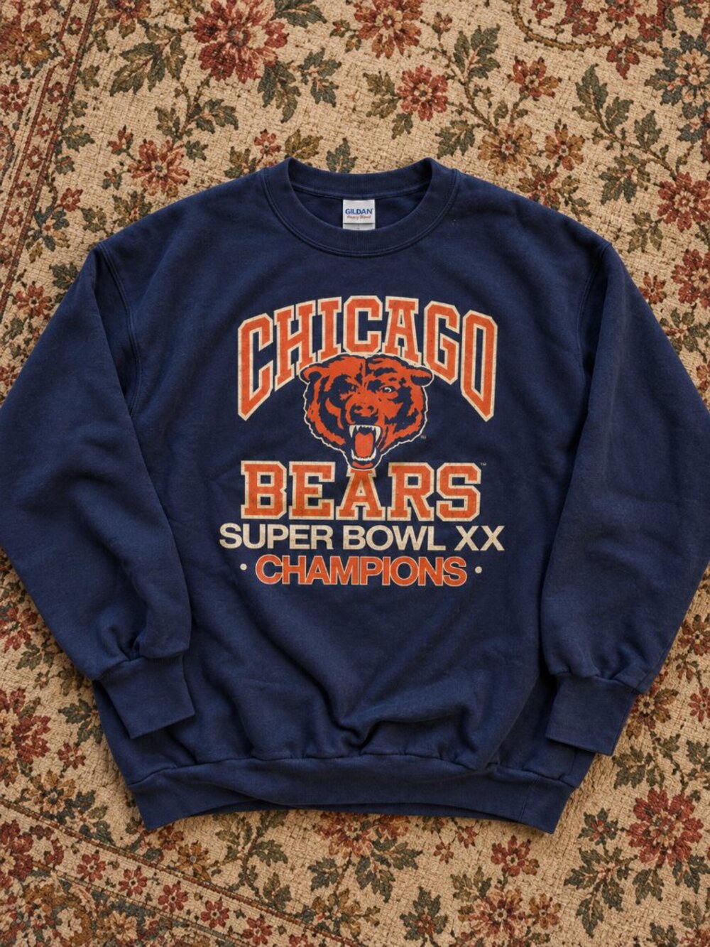 Chicago Bears Super Bowl XX Champions Navy Blue Graphic Sweatshirt